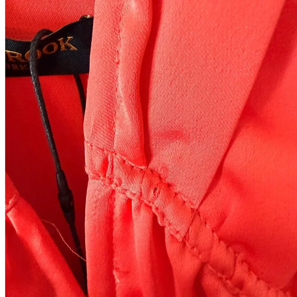 Ramy Brook Maxi Dress Size 12 Guava Coral Pink Satin Corset Plunge Neck Dress